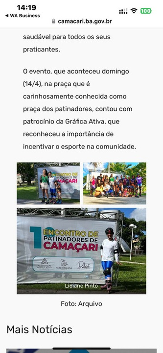 Registro do Primeiro Encontro de Patinadores de Camaçari
