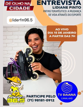 Divulgação da entrevista de Lidiane Pinto na Líder FM 96.5